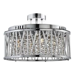 5 Light Ceiling Pendant Chrome with Crystals, G9