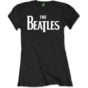 The Beatles - Drop T Logo Womens Large T-Shirt - Black