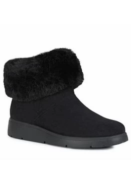 Geox Arlara Suede Faux Fur Chelsea Boots - Black, Size 4, Women
