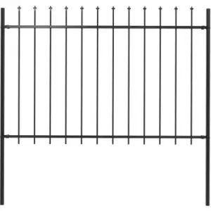 Garden Fence with Spear Top Steel 1.7x1.2 m Black Vidaxl Black