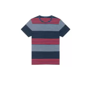 French Connection Dragged Stripe T-Shirt - Blue