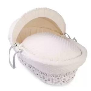 Clair de Lune Dimple White Wicker Moses Basket - Cream