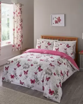 Cotton Traders Butterfly Duvet Set in Pink
