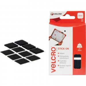 Velcro Stick On Squares Black 25mm 25mm Pack of 24