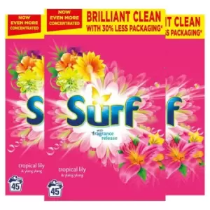 Surf Washing Powder Tropical Lily & Ylang Ylang 45 Washes 2.25kg - wilko
