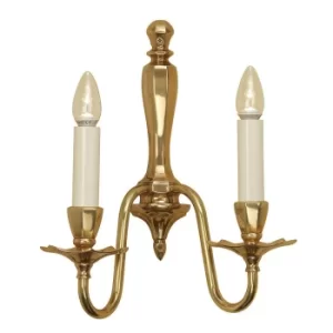 Asquith 2 Light Indoor Twin Candle Wall Light Solid Brass, E14