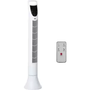LED 36" Tower Fan 70° Oscillation 3 Speed Remote Controller, White - Homcom