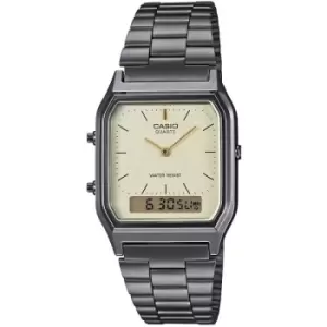 Casio Grey, Cream and Silver Plastic/Resin Quartz Chronograph Watch