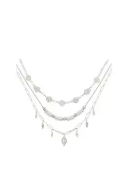 Bibi Bijoux Silver 'Mystic Charm' Triple Layer Necklace, Silver, Women