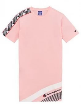Champion Girls Taped T-Shirt Dress - Pink, Size S, 7-8 Years, Women