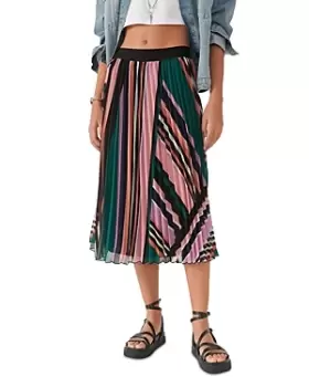 ba & sh Uhendy Printed Pleated Midi Skirt