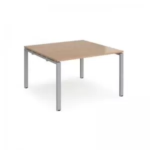 Adapt square boardroom table 1200mm x 1200mm - silver frame and beech