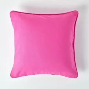 Cotton Plain Cerise Cushion Cover, 45 x 45cm - Pink - Homescapes
