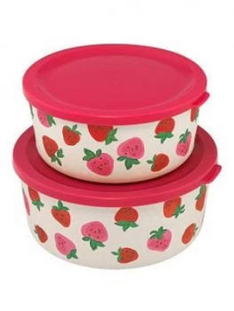 Cath Kidston Set Of Two Round Lunch Boxes Sweet Strawberry