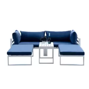 Out & Out Original Out & Out Santorini Lounge Set w/ Side Cushions - Blue
