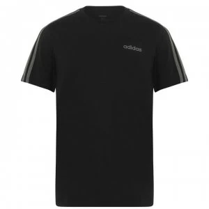 Adidas 3 Stripe Essential T Shirt Mens - Black/Khaki
