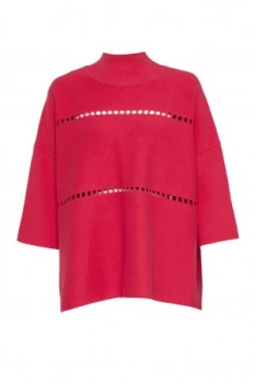 French Connection Milano Mozart Laddered Oversized Jumper Red