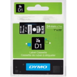 Dymo 53721 White on Black Label Tape 24mm x 7m
