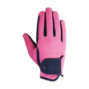 Hy Childrens/Kids Belton Riding Gloves (S) (Navy/Pink)