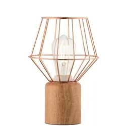 Wood & Copper Table Lamp