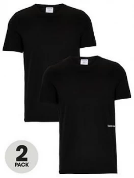 Calvin Klein 2 Pack of Statement 1981 Slim Fit T-Shirts - Black, Size S, Men