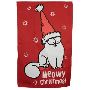 Poly Cotton Tea Towel - Christmas Simons Cat
