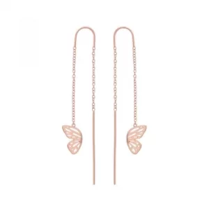 Butterfly Wing Chain Drop Rose Gold Earrings