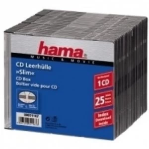 Hama CD Slim Box, Black, Pack of 25 - 00051167