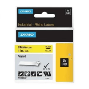 Dymo 1805431 Black on Yellow Vinyl Labels 24mm x 5.5m