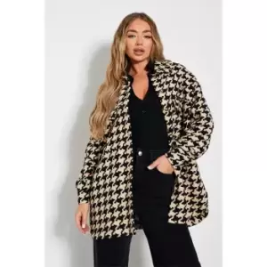 I Saw It First Houndstooth Oversized Shacket - Brown