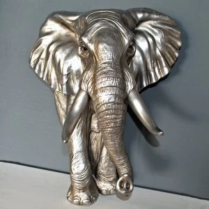 Antique Silver Large Elephant Wall Art