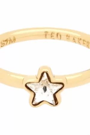 Ted Baker Ladies Gold Plated Crystal Star Ring Size SM TBJ1686-02-02SM