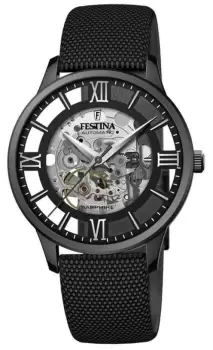 Festina F20621/1 Mens Skeleton Automatic Black Nylon Watch