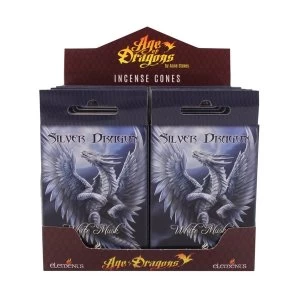Pack of 12 Silver Dragon Incense Cones by Anne Stokes