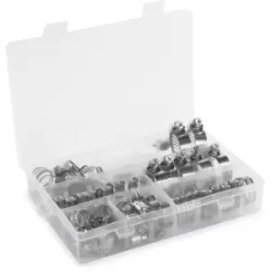 Adjustable Hose Clips x71 Assorted & Storage Box and Z Tool Silver - Pukkr