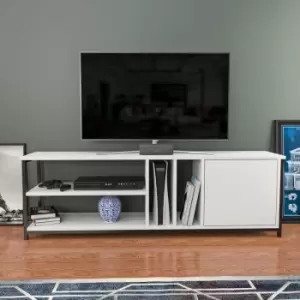 Decorotika - Oneida Decorative tv Stand, tv Unit, tv Cabinet Storage With Open Shelves And Cabinet - Black And White - Black / White