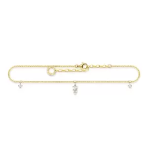 THOMAS SABO Gold Plated White Stone Drop Anklet