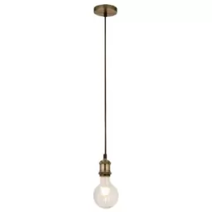 Searchlight Antique Brass 1 Light Cable Suspension With 1.5Mtr Brown Textile Cable