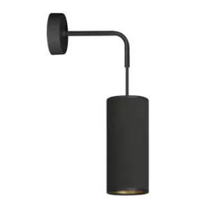 Bente Black Wall Lamp with Shade with Black Fabric Shades, 1x E14