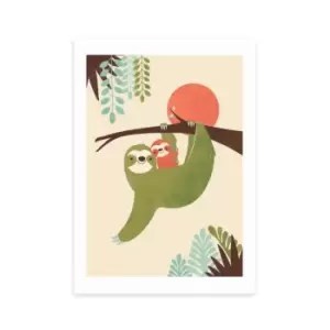East End Prints Mama Sloth Print Green/Blue/Orange