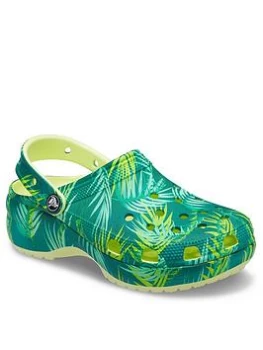 Crocs Classic Platform Tropical Clog Wedge Shoe - Multi, Size 4, Women