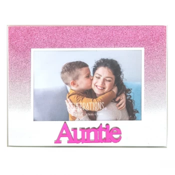 5" x 3.5" Pink Glitter Glass Frame - Auntie