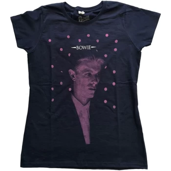 David Bowie - Dots Womens Small T-Shirt - Blue