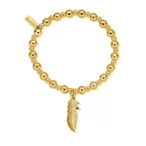 ChloBo Sterling Silver Gold Plated Mini Small Ball Feather Bracelet