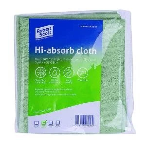 Robert Scott Hi-Absorb Microfibre Cloth Green Pack of 5 103986GREEN