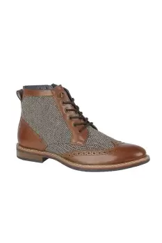 Herringbone Leather Ankle Boots