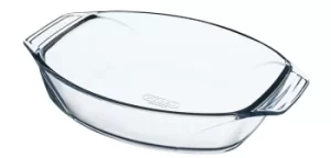 Pyrex Irrestistible Glass Oval Roaster High Resistance Easy Grip, 35x24cm
