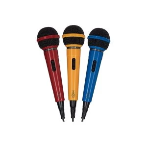 Maplin 3 Pack Karaoke Dynamic Directional Microphones - Red, Yellow and Blue