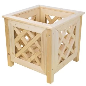 Charles Bentley Garden Nordic Spruce Wooden Planters With Lattice Design Square