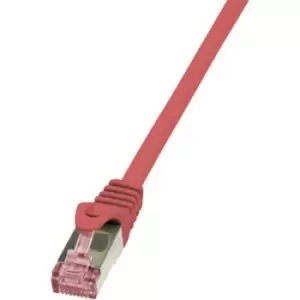 LogiLink CQ2024S RJ45 Network cable, patch cable CAT 6 S/FTP 0.50 m Red Flame-retardant, incl. detent